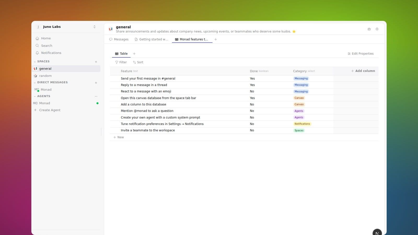 A canvas document open in a space, with a heading, body text, and an inline comment